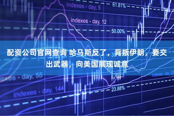 配资公司官网查询 哈马斯反了，背叛伊朗，要交出武器，向美国展现诚意